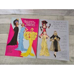 Tom Tierney Paper Doll Books Glamorous Movie Stars & Great Designs Thirties